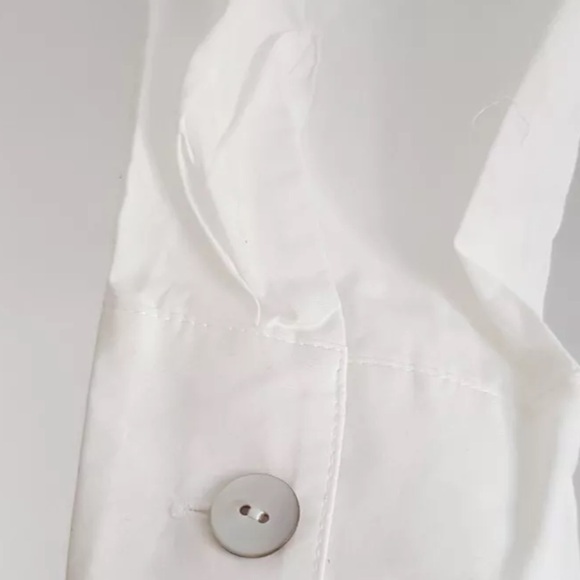 Talbots White Crinkled tuxedo long sleeve Blouse,Size 14 NWOT - Picture 4 of 5